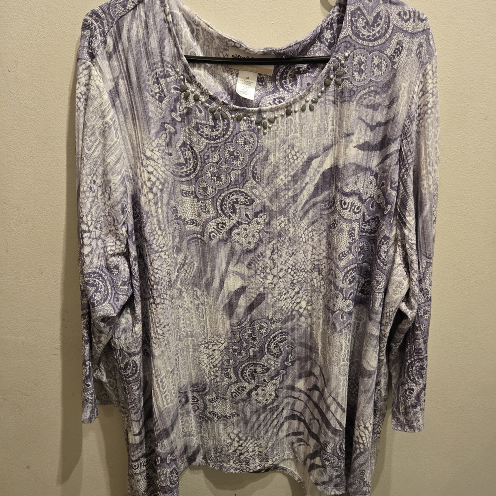 Purple Patterned Women's Tunic Top 3X